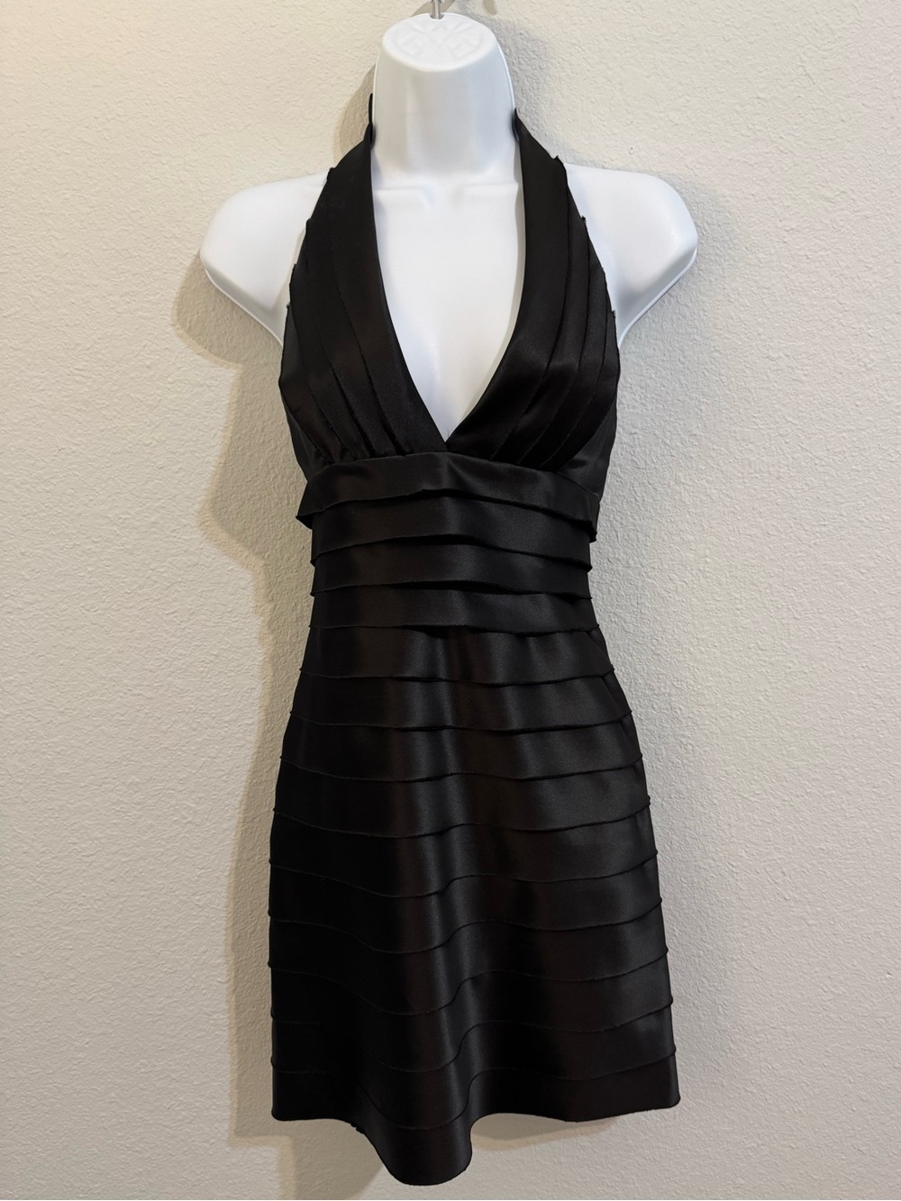 BCBGMaxAzria Y2K Black Halter Bandage Mini Dress